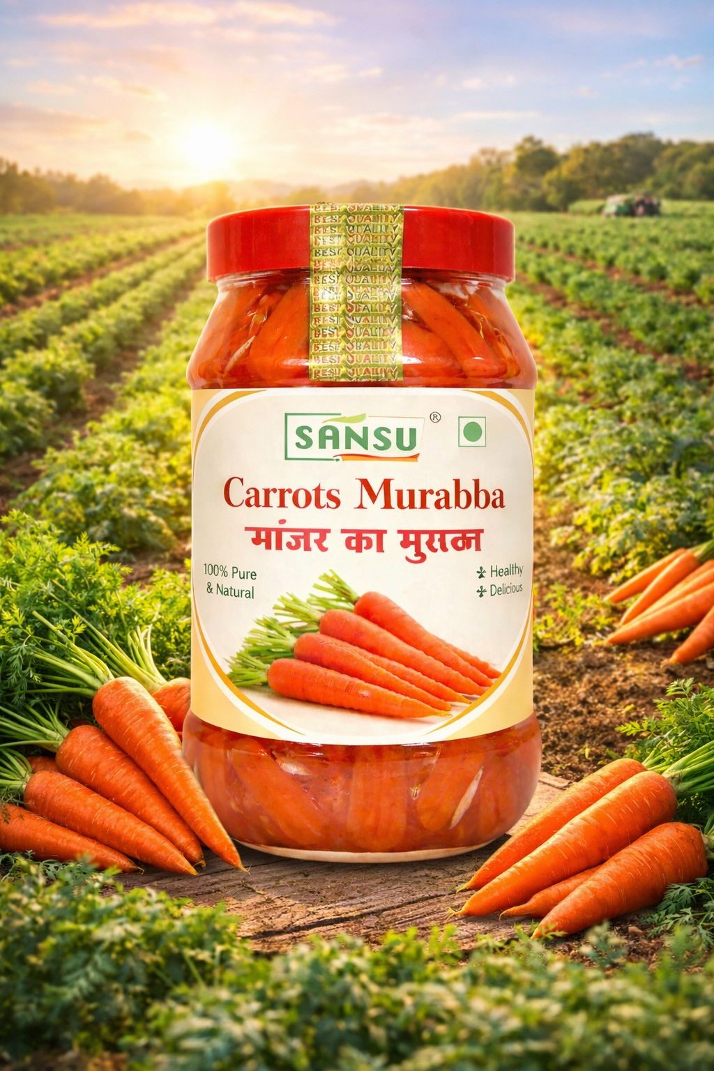SANSU Home Made, Hand Made and Mother Made Organic Carrot Murabba, Palm Good for Blood Circulation | 1kg