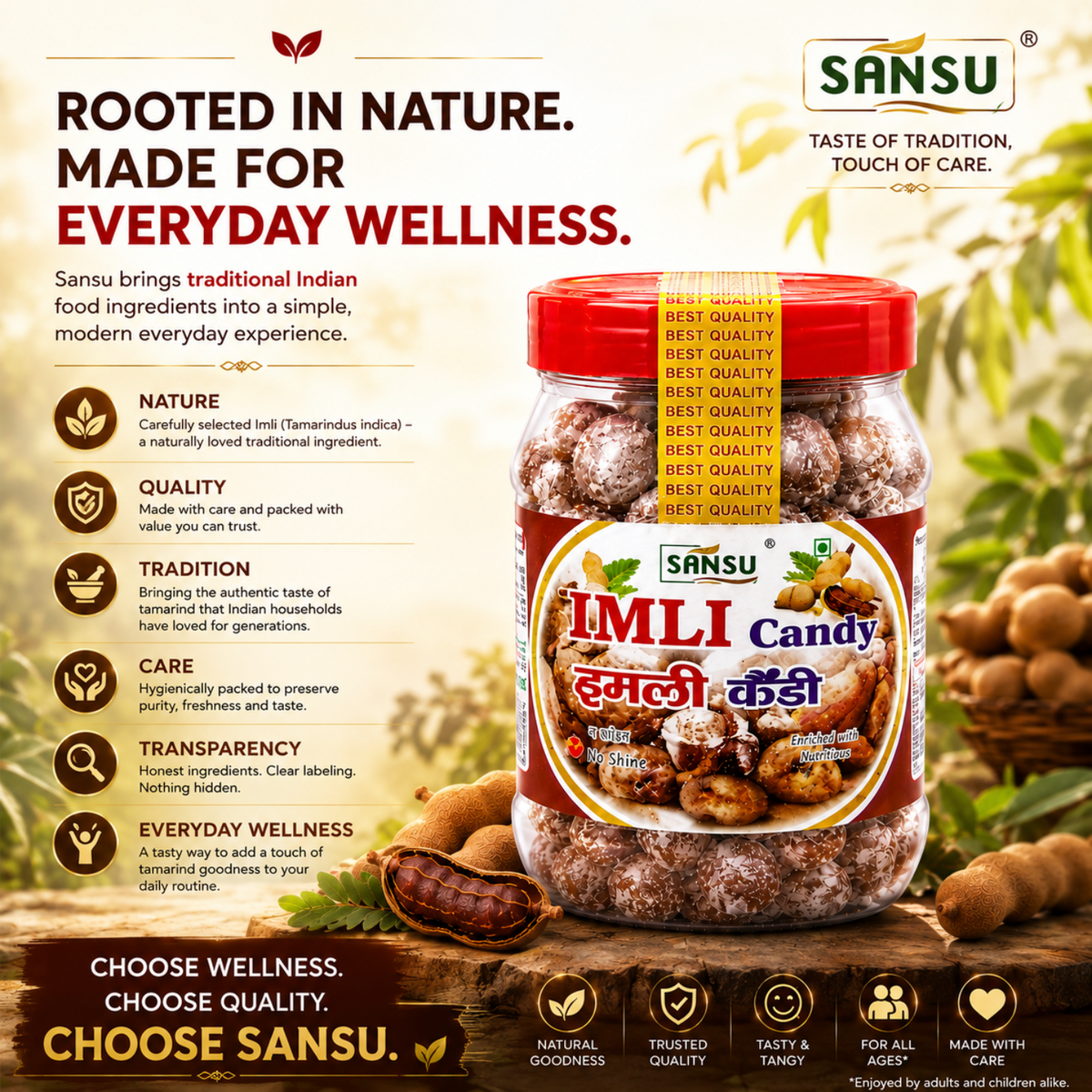 Sansu Imli Candy, Khatti, Mithi Imli, Tamarind Twist Candy, Tamarind Candy, 200 gm Pack of 2 (200 gm x2)