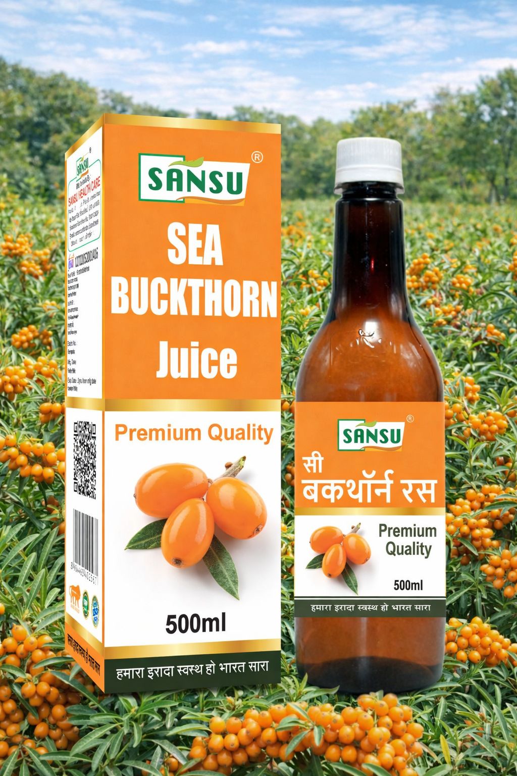 SANSU Sea- Buckthorn Juice Immunity Booster, Rich in Vitamins (500 ML)