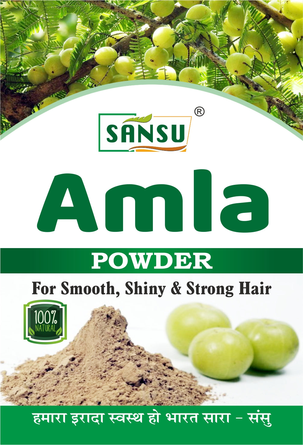 SANSU Pure Amla Powder For Hair Growth | 100% Natural, No Preservatives 100 Grams (Pack of 2)