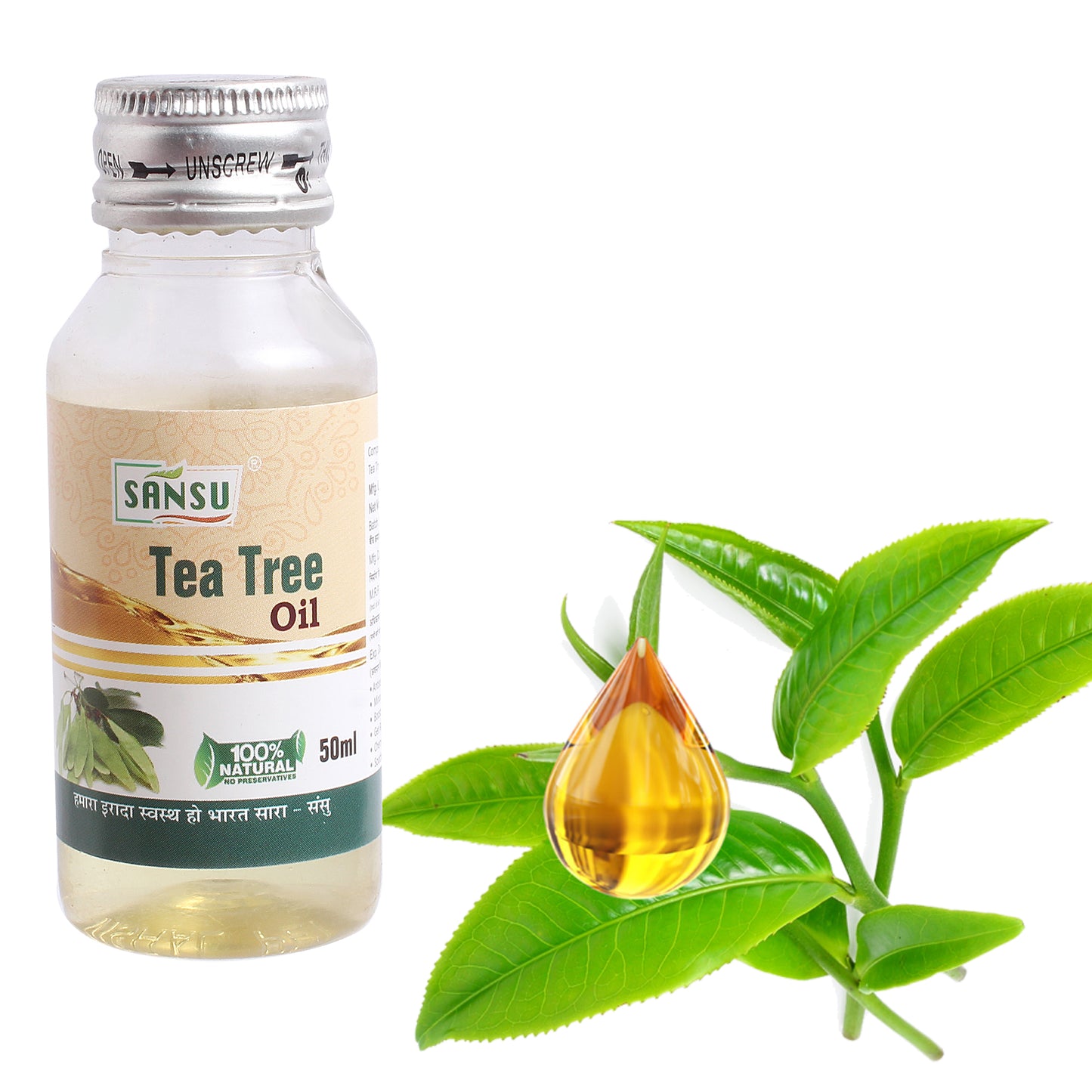 SANSU Tea Tree Essential Oils for Skin, Hair, Face, Acne Care, 100% Pure, Natural and Undiluted Therapeutic Grade Essential Oil (Tea Tree 15ML)