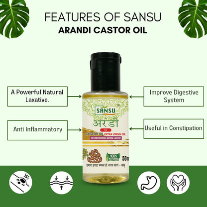 SANSU Castor Oil / Arandi Oil (50ML) [PACK OF 4]