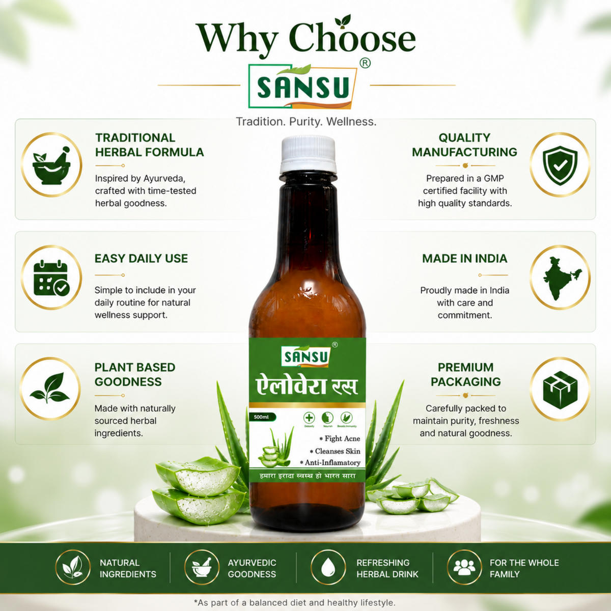 Sansu Aloevera Juice 500 ml