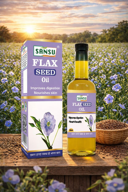 SANSU Extra Virgin Alsi/Flax seed Oil, Cold Pressed, High in Omega 3 (Pack of 2) [50 mlx2]