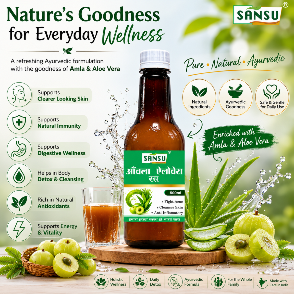Sansu Amla Aloevera Juice (500 ml)