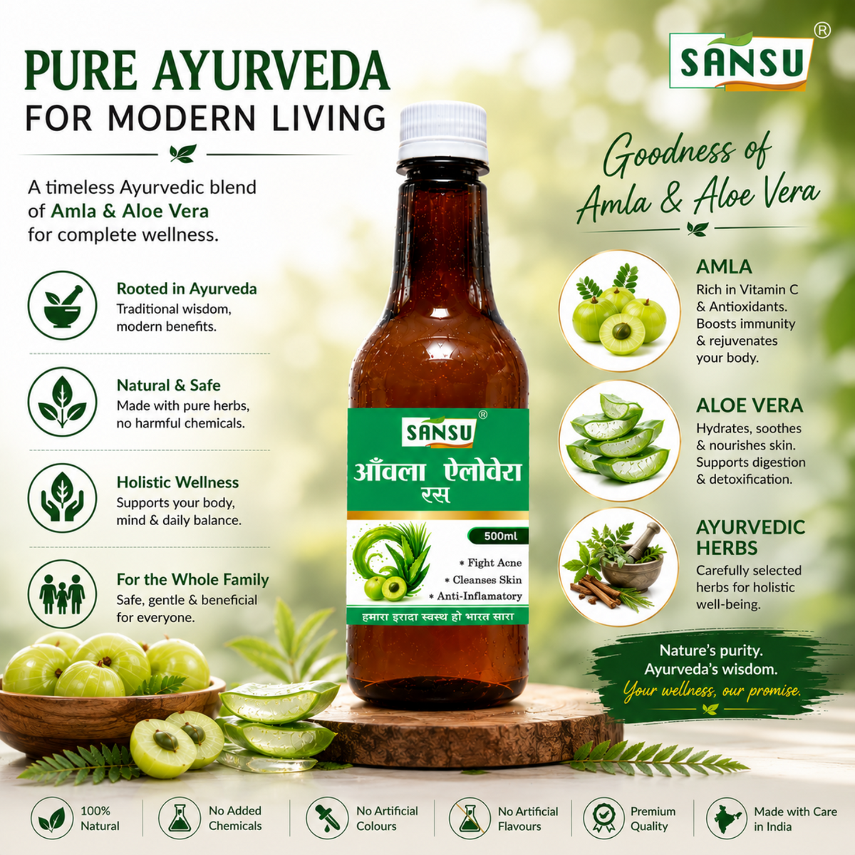 Sansu Amla Aloevera Juice (500 ml)