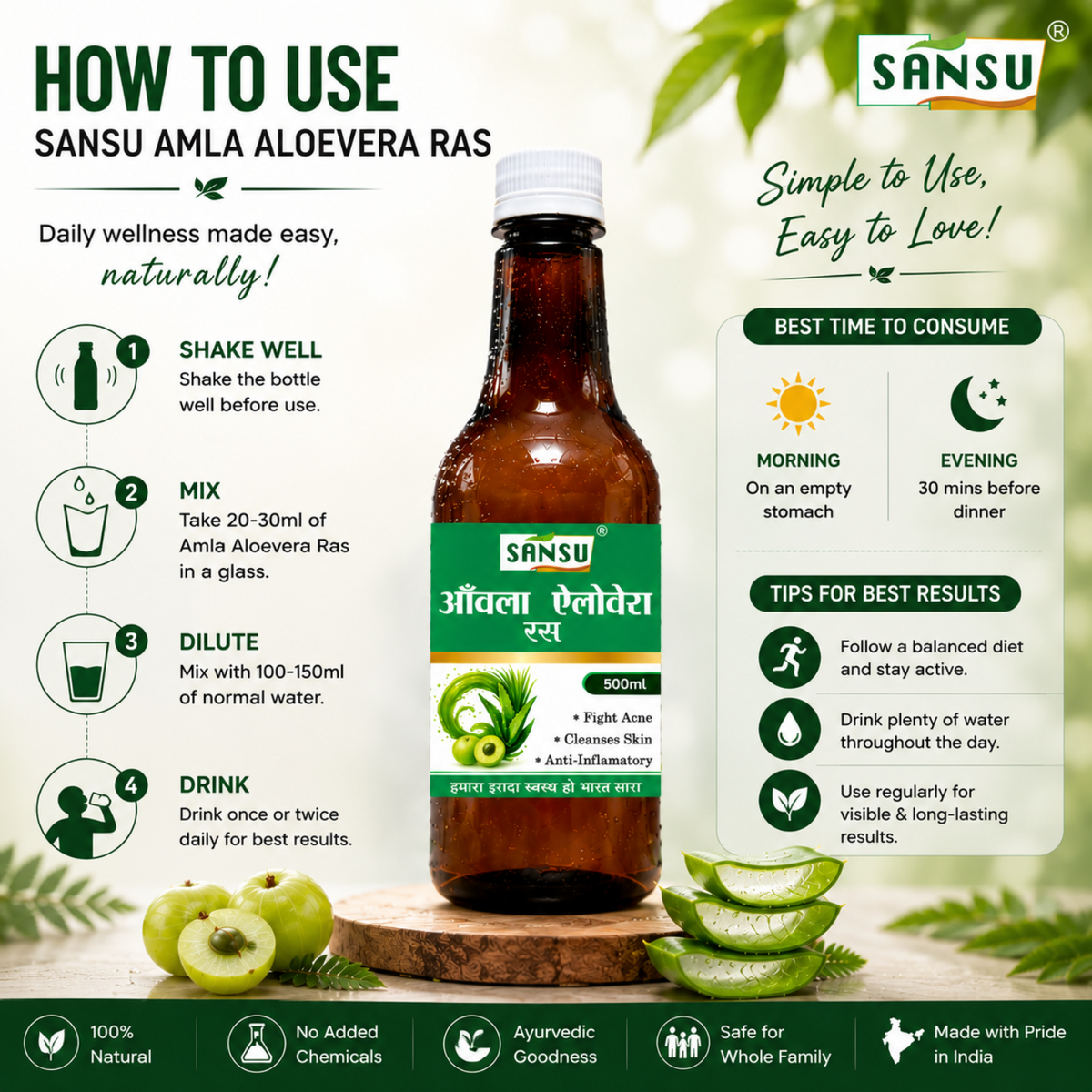 Sansu Amla Aloevera Juice (500 ml)