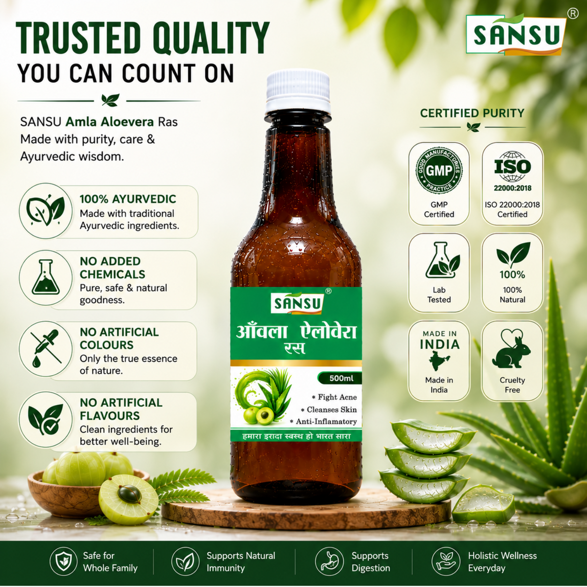 Sansu Amla Aloevera Juice (500 ml)