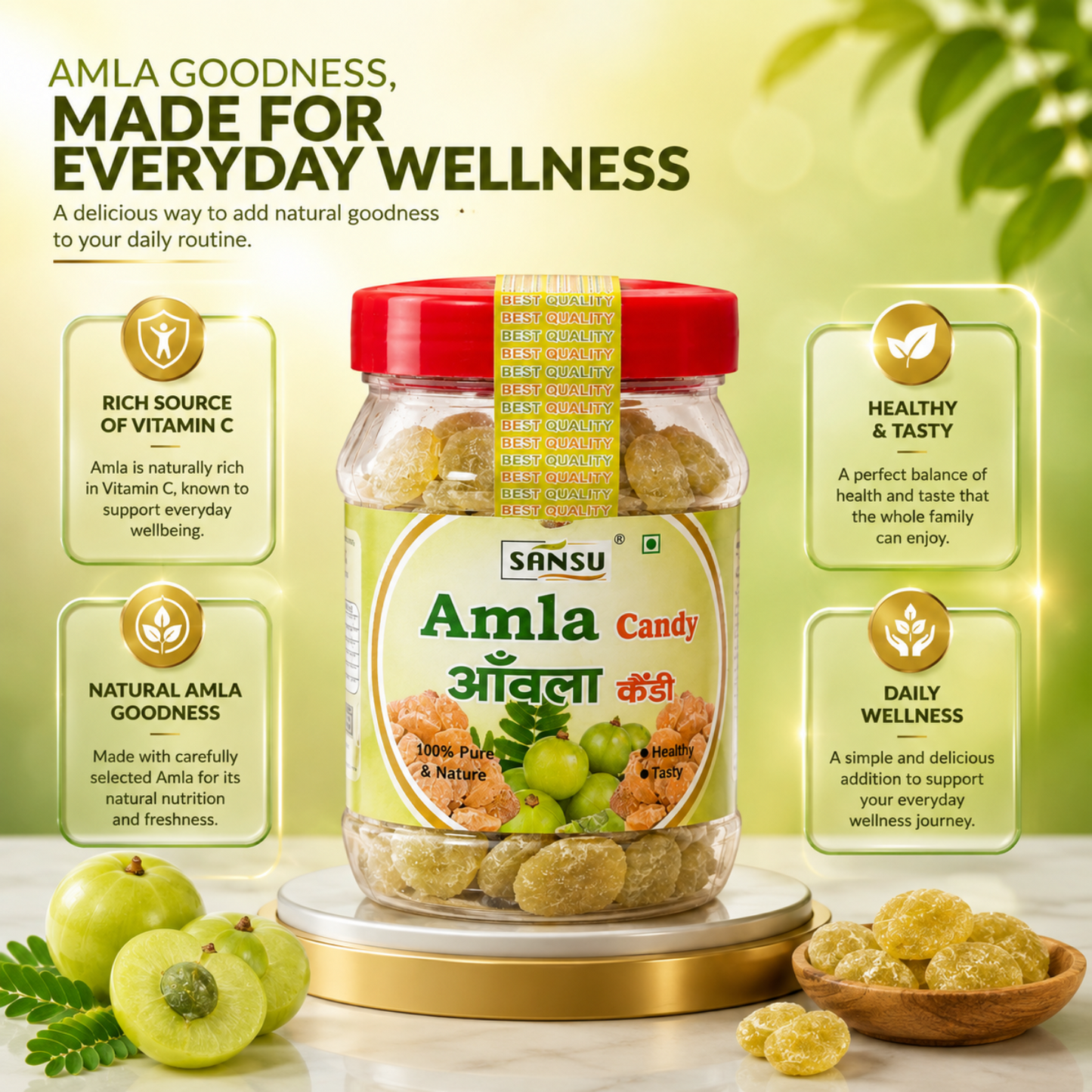 Sansu Sweet Amla Mingle Candy, Dehydrated Candies, Diet Sugar Friendly, 100% Natural, No Added Preservatives, 200 gm