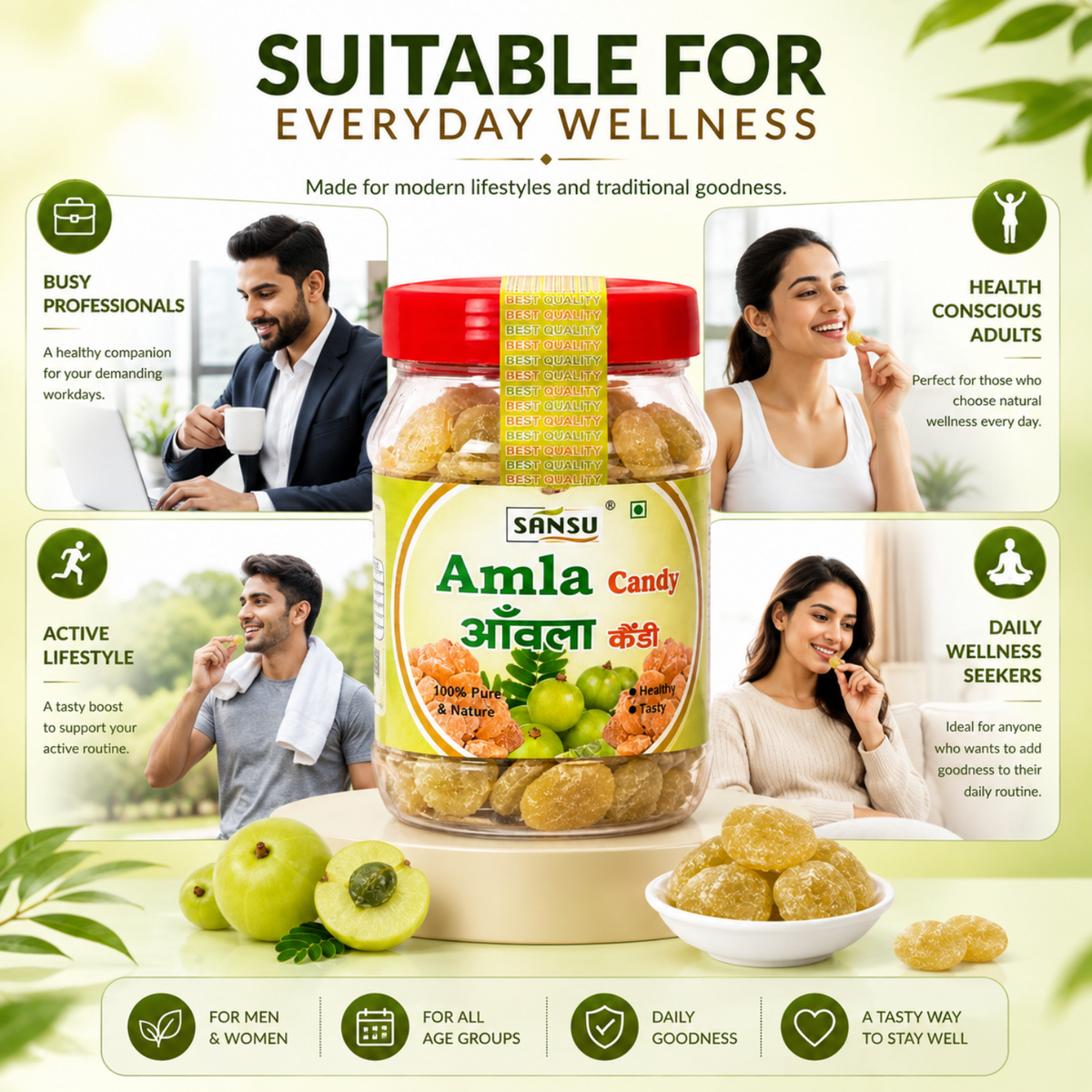 Sansu Sweet Amla Mingle Candy, Dehydrated Candies, Diet Sugar Friendly, 100% Natural, No Added Preservatives, 200 gm