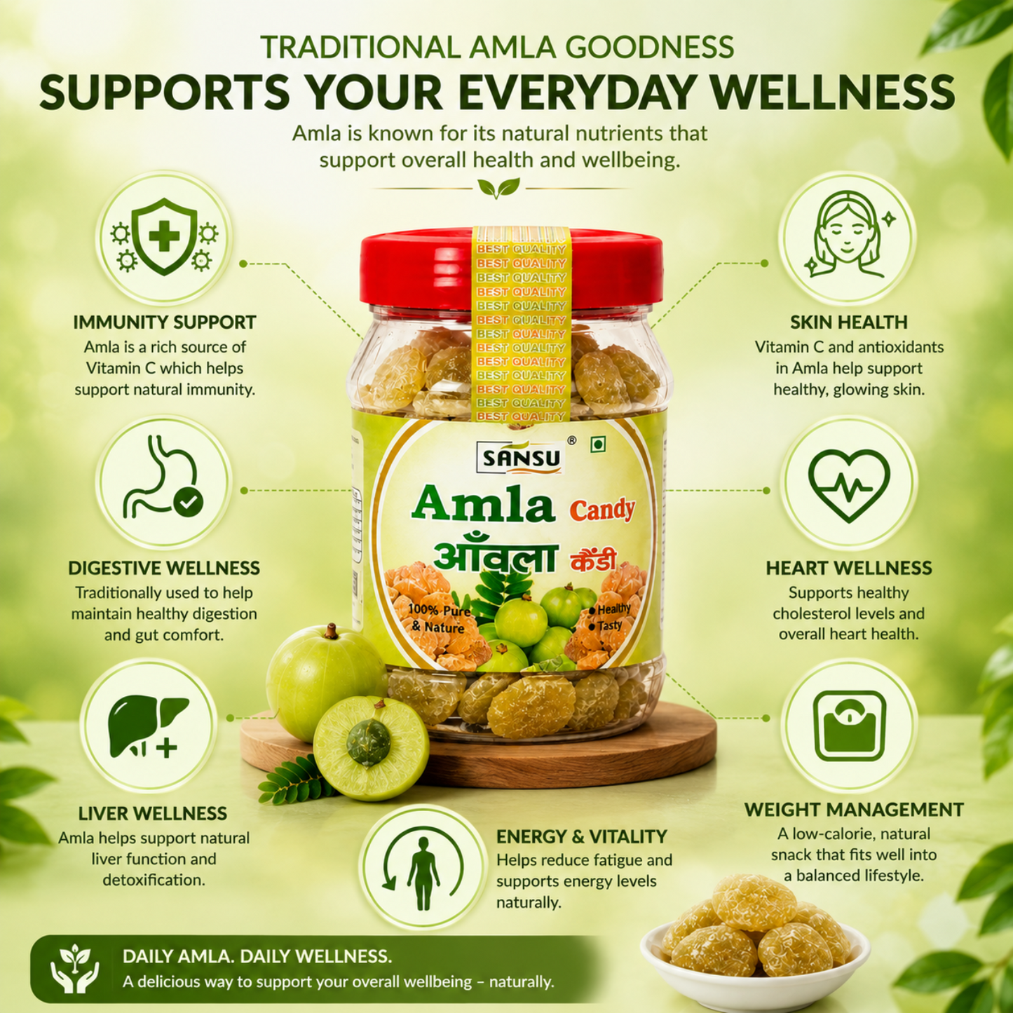 Sansu Sweet Amla Mingle Candy, Dehydrated Candies, Diet Sugar Friendly, 100% Natural, No Added Preservatives, 200 gm