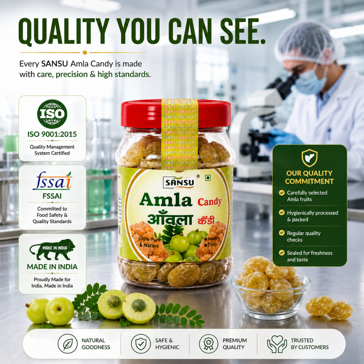 Sansu Sweet Amla Mingle Candy, Dehydrated Candies, Diet Sugar Friendly, 100% Natural, No Added Preservatives, 200 gm