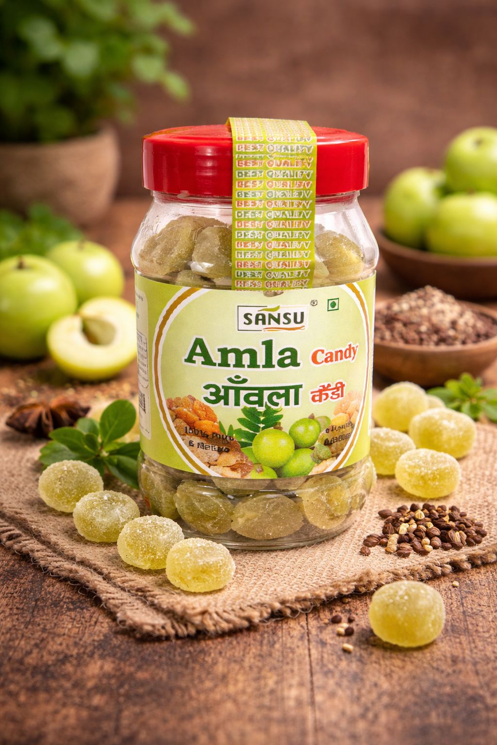 SANSU SWEET AMLA MINGLE CANDY, DEHYDRATED CANDIES, DIET SUGAR FRIENDLY, 100% NATURAL, NO ADDED PRESERVATIVES, 200G
