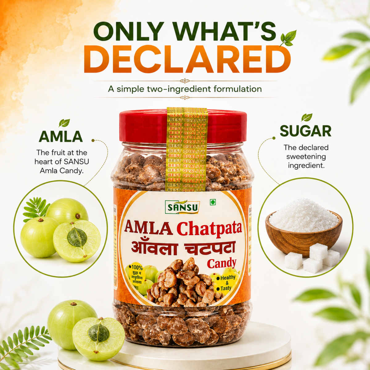 Sansu Chatpata Amla Candy (Salted & Spicy Indian Gooseberry) -Rich in Vitamin C - Boosts Immunity and Digestion 200 gm