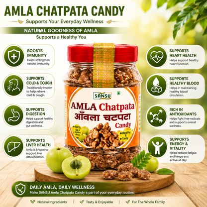 Sansu Chatpata Amla Candy (Salted & Spicy Indian Gooseberry) -Rich in Vitamin C - Boosts Immunity and Digestion 200 gm