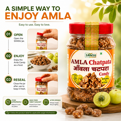 Sansu Chatpata Amla Candy (Salted & Spicy Indian Gooseberry) -Rich in Vitamin C - Boosts Immunity and Digestion 200 gm
