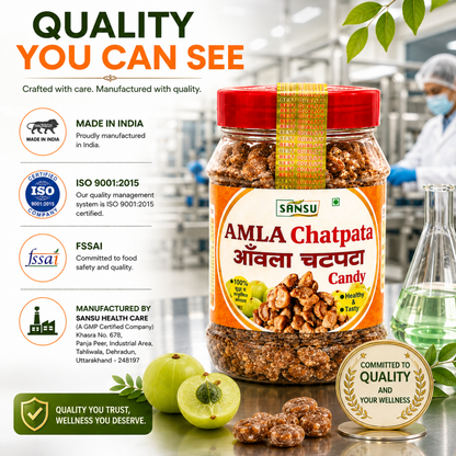 Sansu Chatpata Amla Candy (Salted & Spicy Indian Gooseberry) -Rich in Vitamin C - Boosts Immunity and Digestion 200 gm