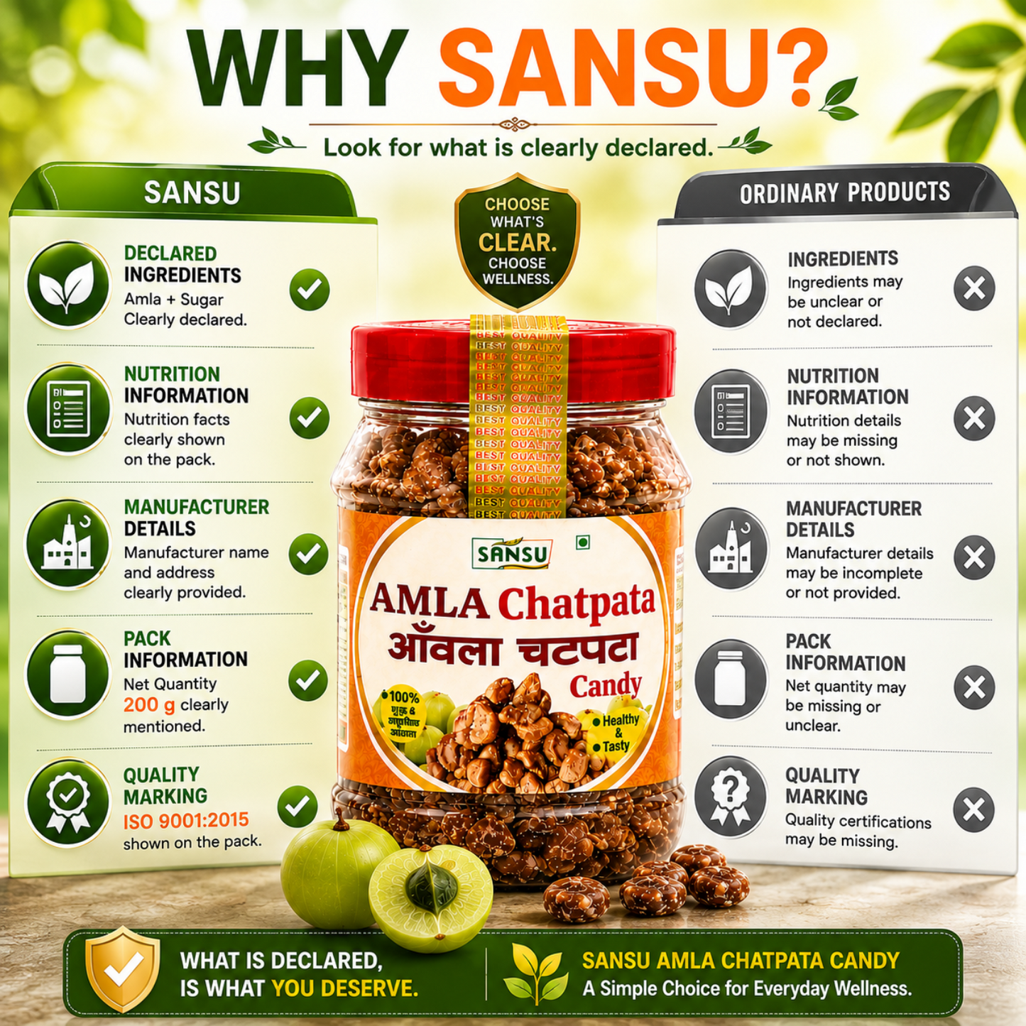Sansu Chatpata Amla Candy (Salted & Spicy Indian Gooseberry) -Rich in Vitamin C - Boosts Immunity and Digestion 200 gm