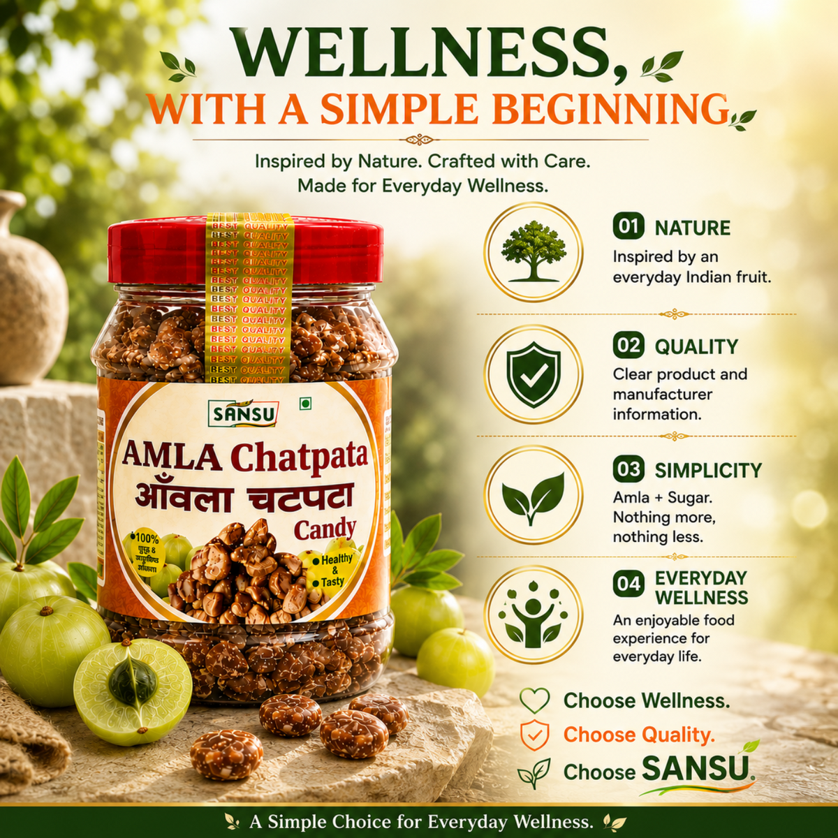 Sansu Chatpata Amla Candy (Salted & Spicy Indian Gooseberry) -Rich in Vitamin C - Boosts Immunity and Digestion 200 gm