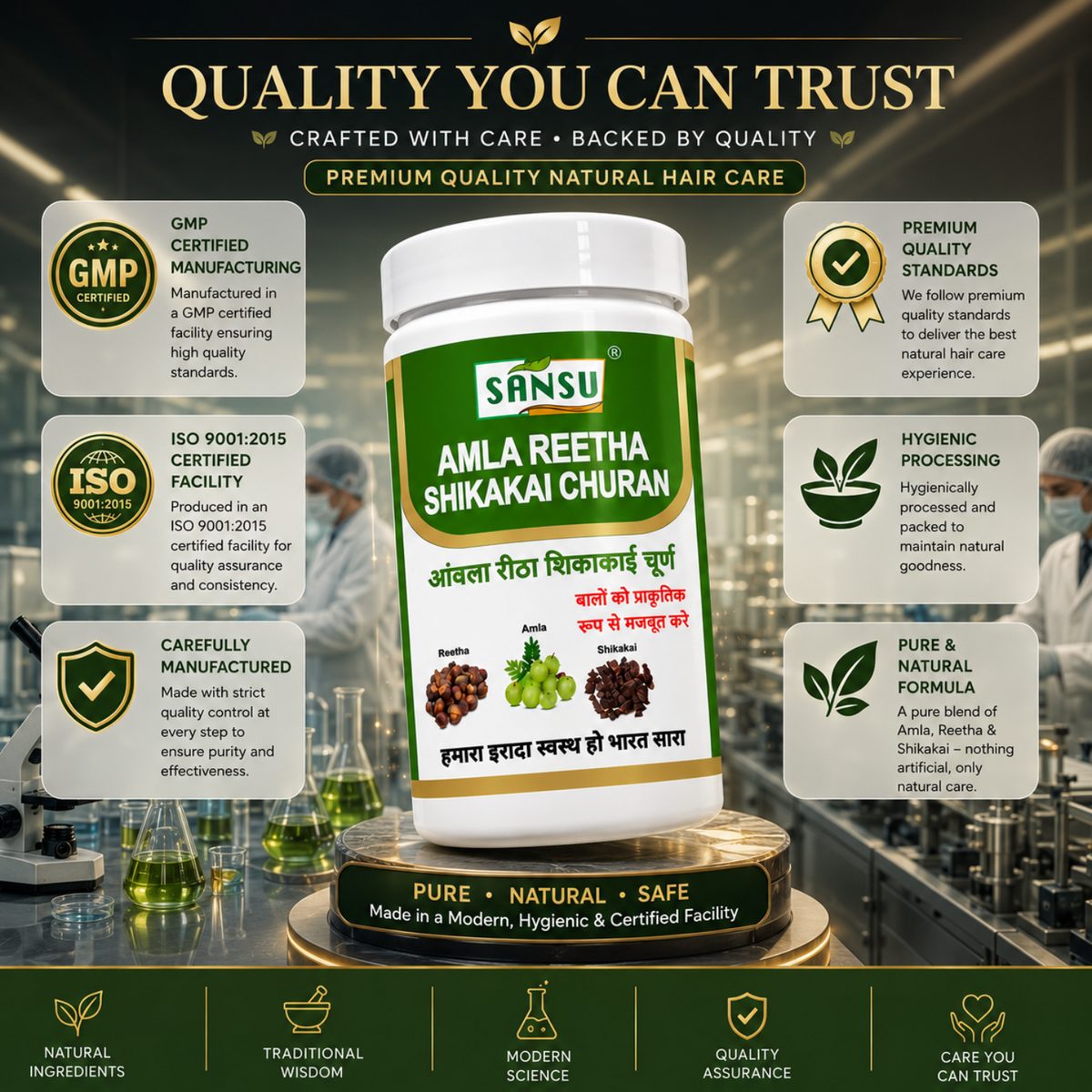 Sansu Amla Reetha Shikakai powder 100Gram (Pack Of 2 )