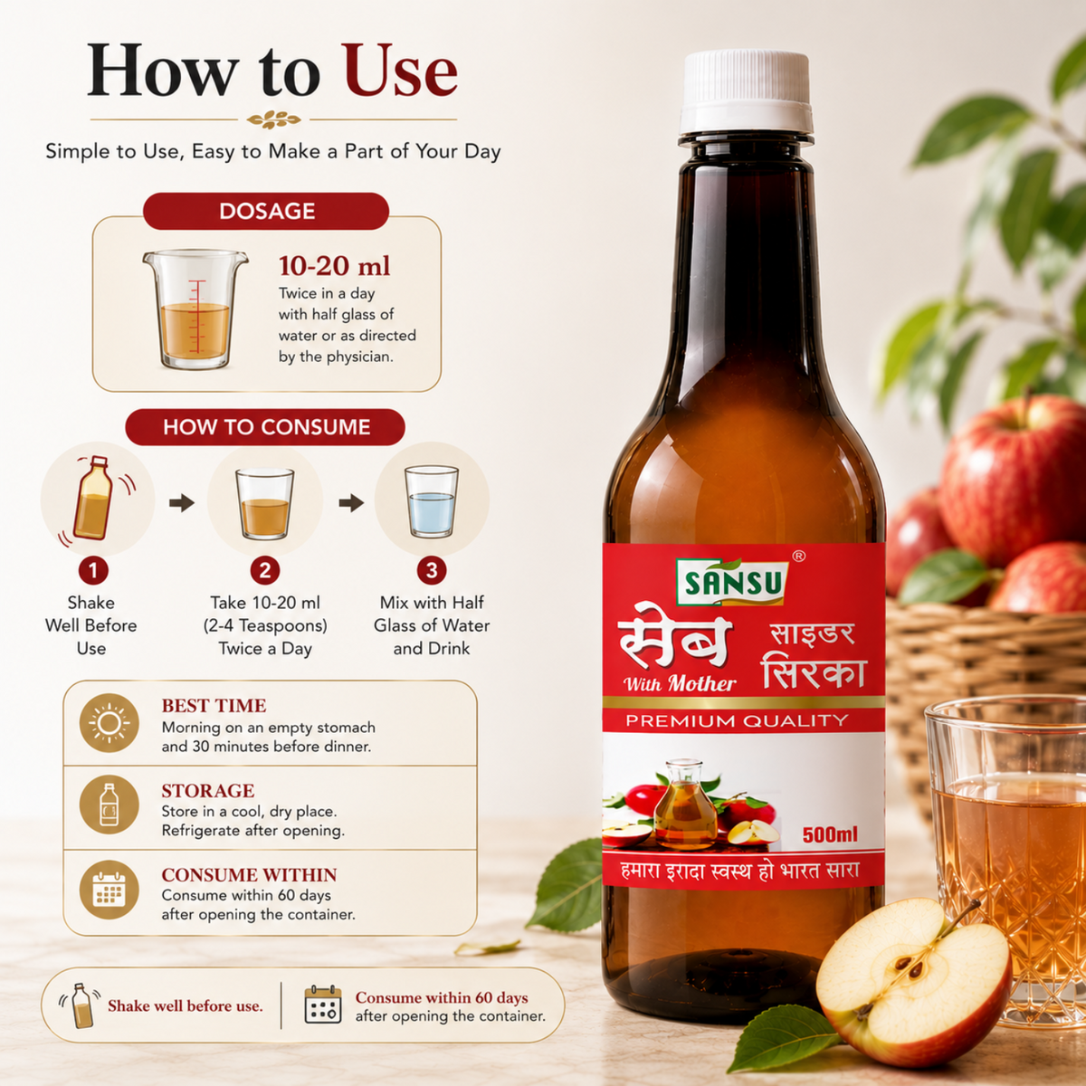 Sansu Apple Cider Vinegar with Mother (500 ML)