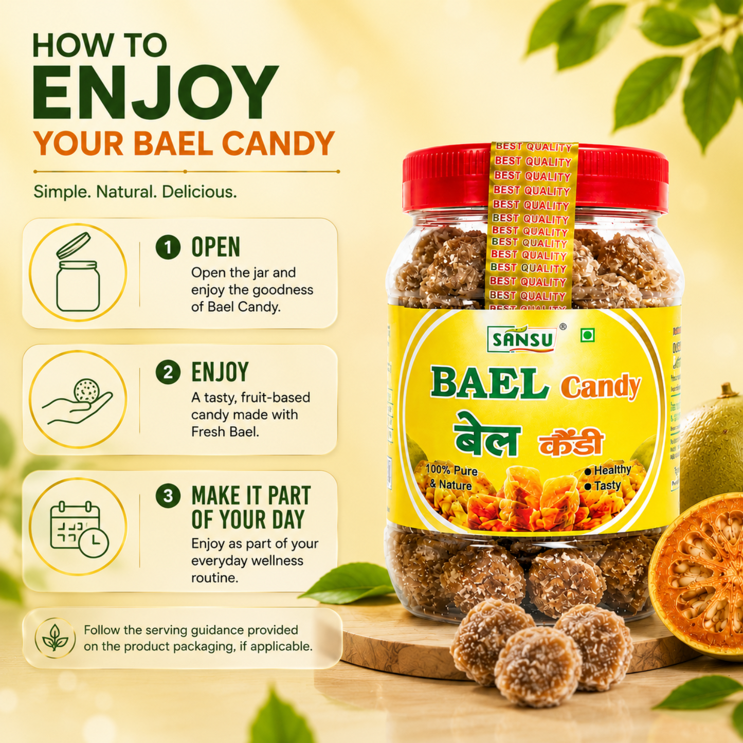 Sansu Homemade Bel Candy (Immunity Booster Pack) | Good For Health / Sun-Dried Candy (Bael Candy - 200 gm)