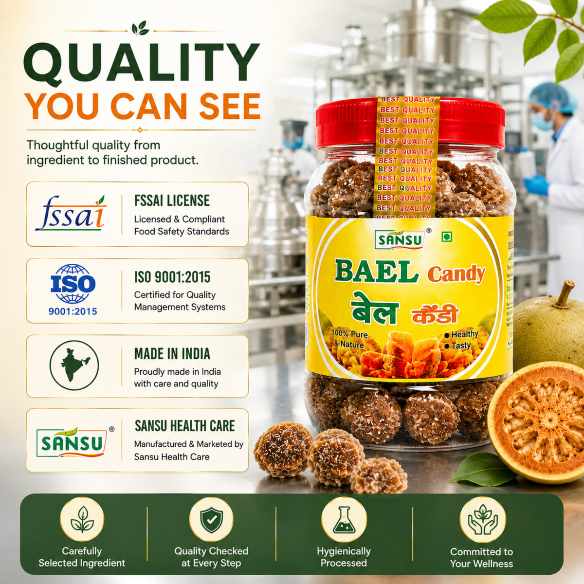 Sansu Homemade Bel Candy , (Immunity Booster Pack)| Good For Health / Sun-Dried Candy (Bael Candy - 200 gm)( Pack of 2)