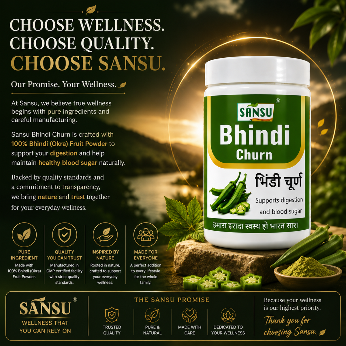Sansu Bhindi Churn 100Gm (Pack of 2)