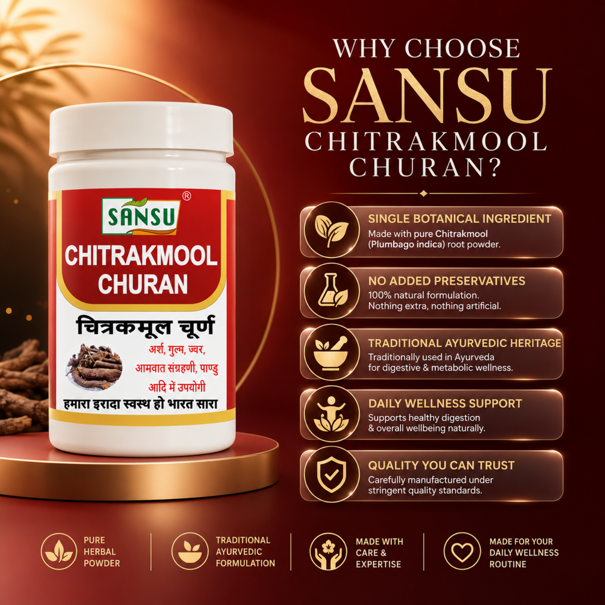 Sansu Chitrakmool Churan 100 gm (Pack of 2)