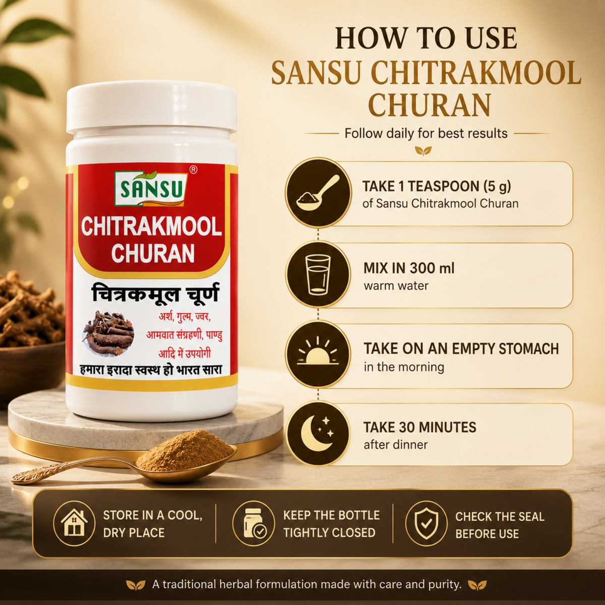 Sansu Chitrakmool Churan 100 gm (Pack of 2)