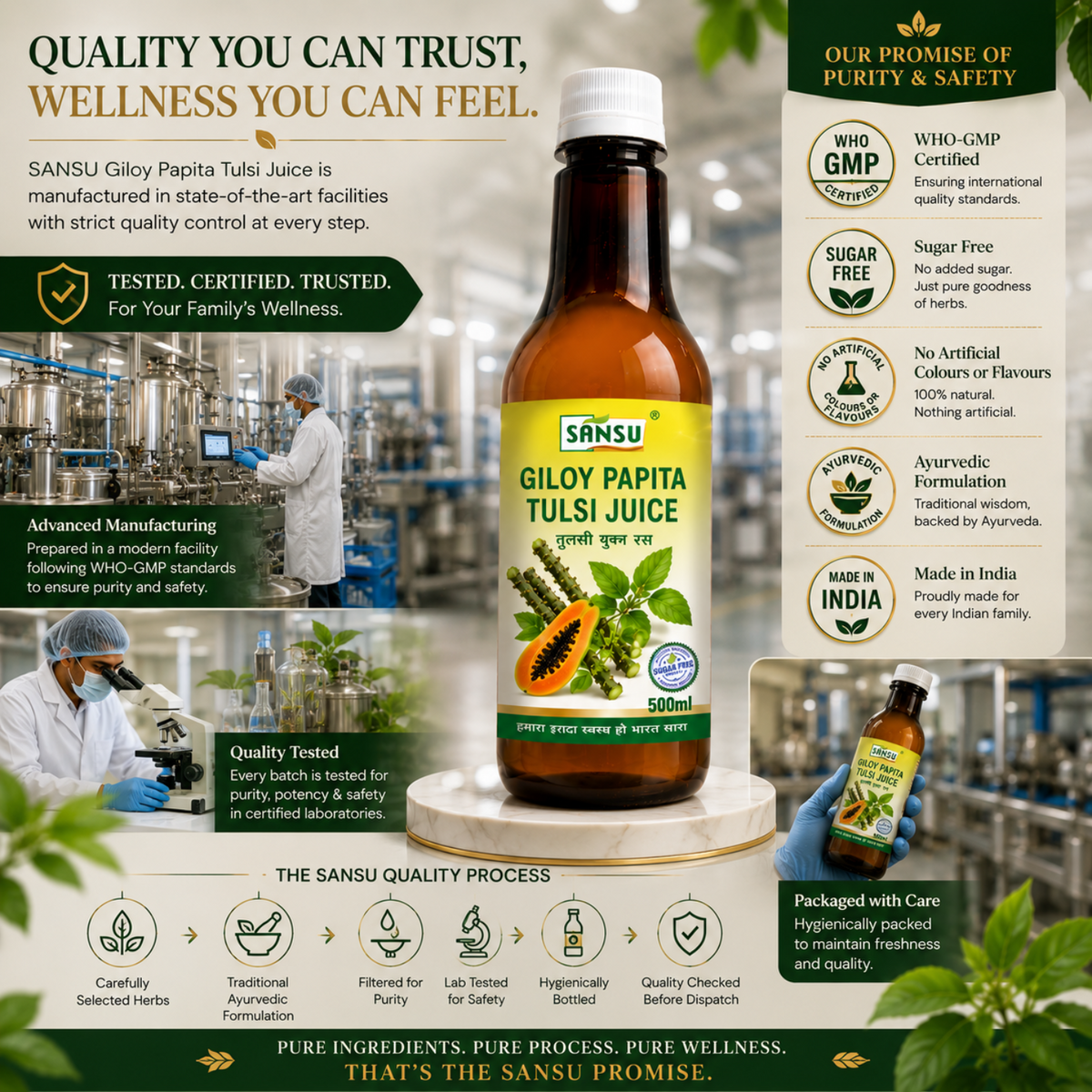 Sansu Organic Giloy Papita Juice 500 ml / 1000 ml