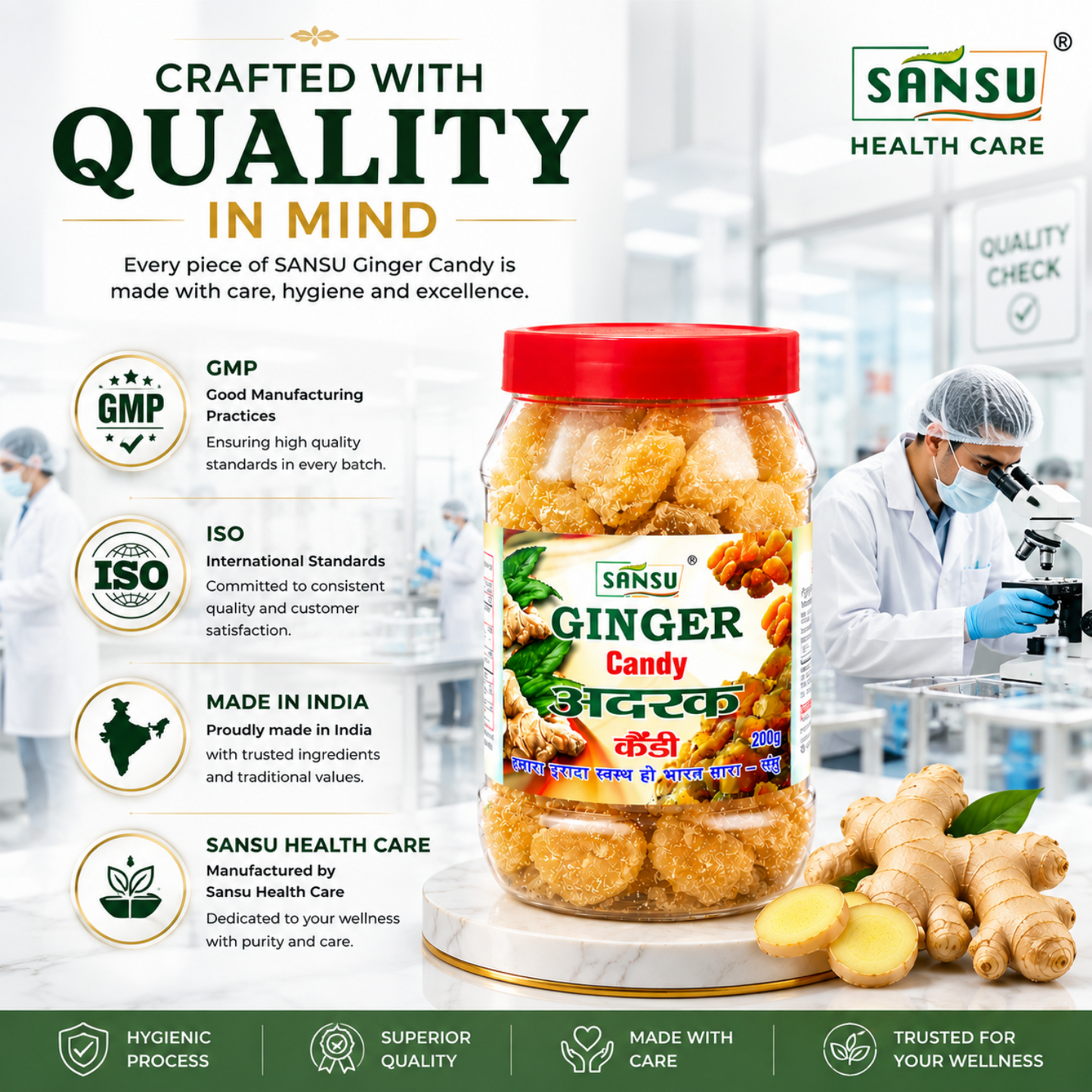 Sansu Ginger Candy 200 gm Pack of 2