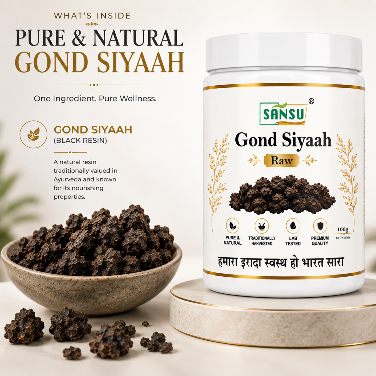 SANSU Gond siyah - Kala Gond (100 GRAM)