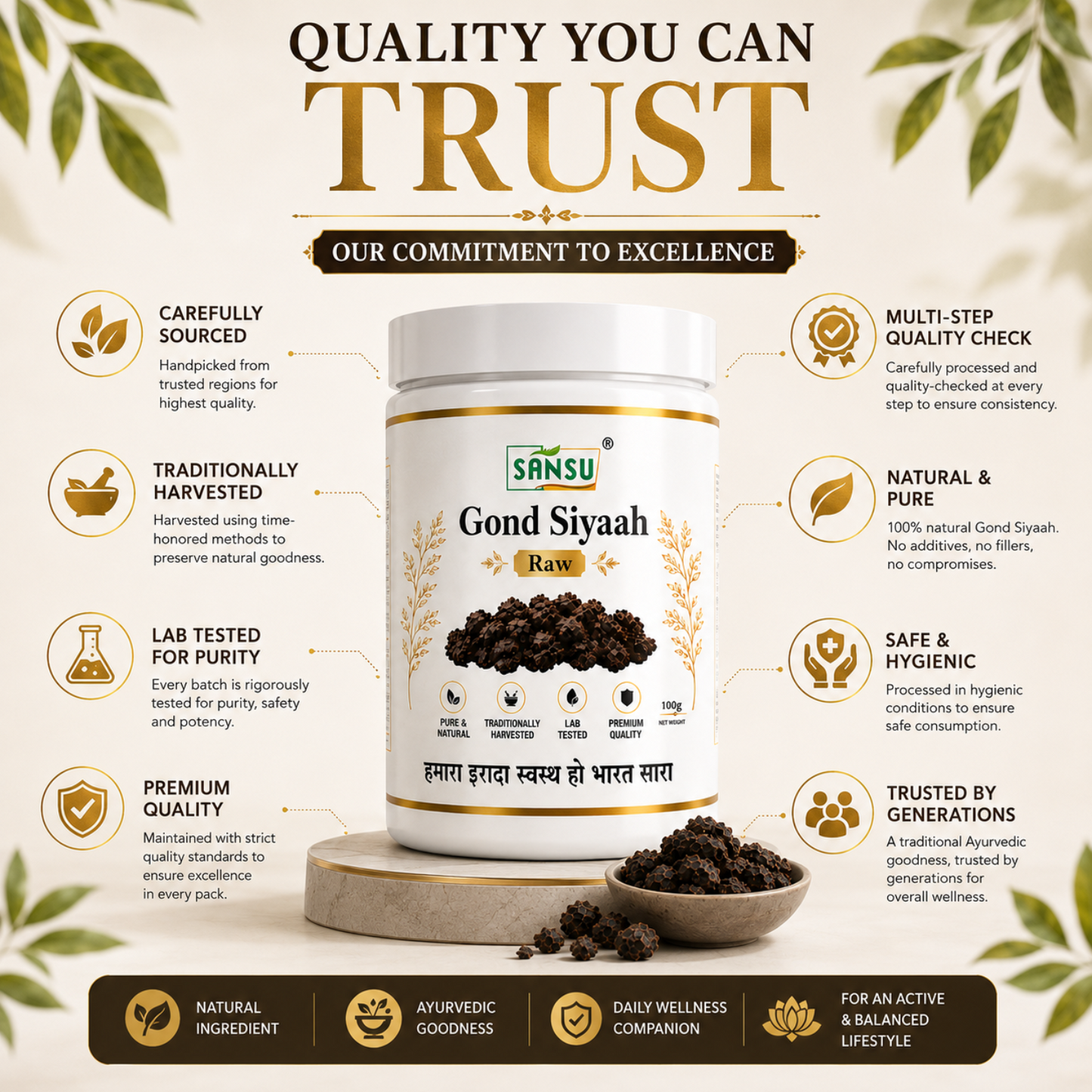 SANSU Gond siyah - Kala Gond (100 GRAM)