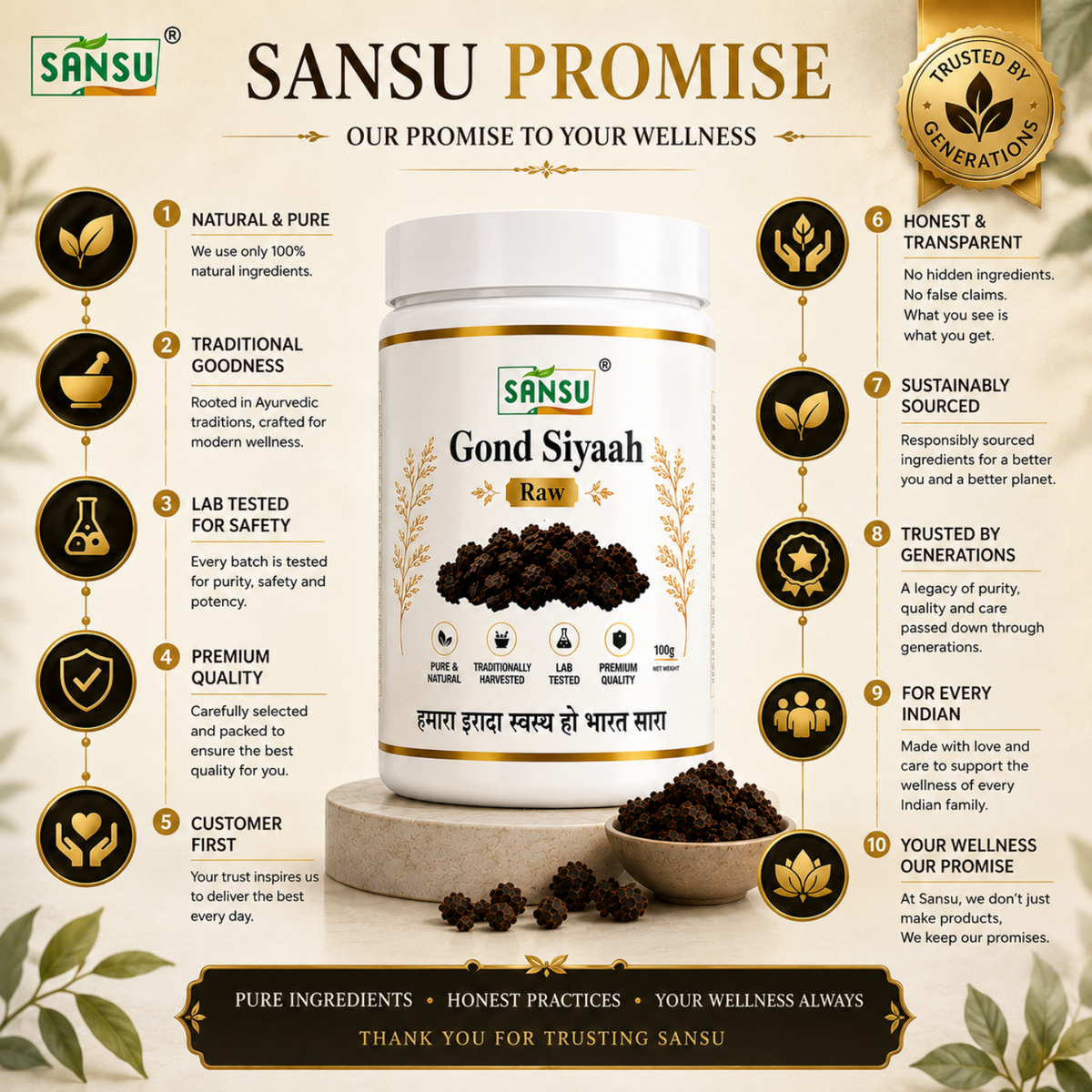 SANSU Gond siyah - Kala Gond (100 GRAM)