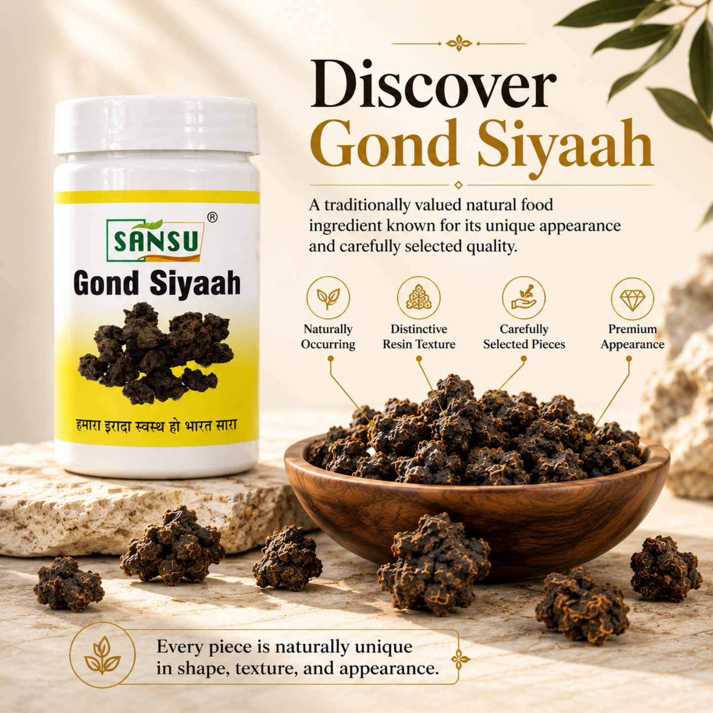 SANSU Gond siyah - Kala Gond Raw (50 Gram)