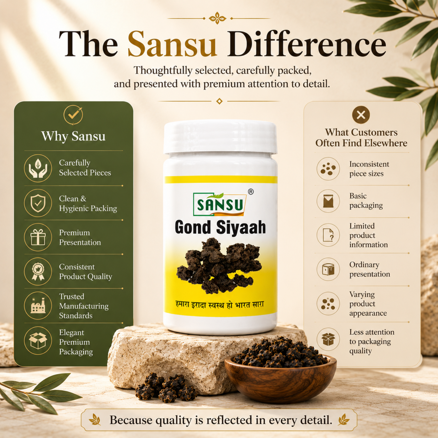 SANSU Gond siyah - Kala Gond Raw (50 Gram)