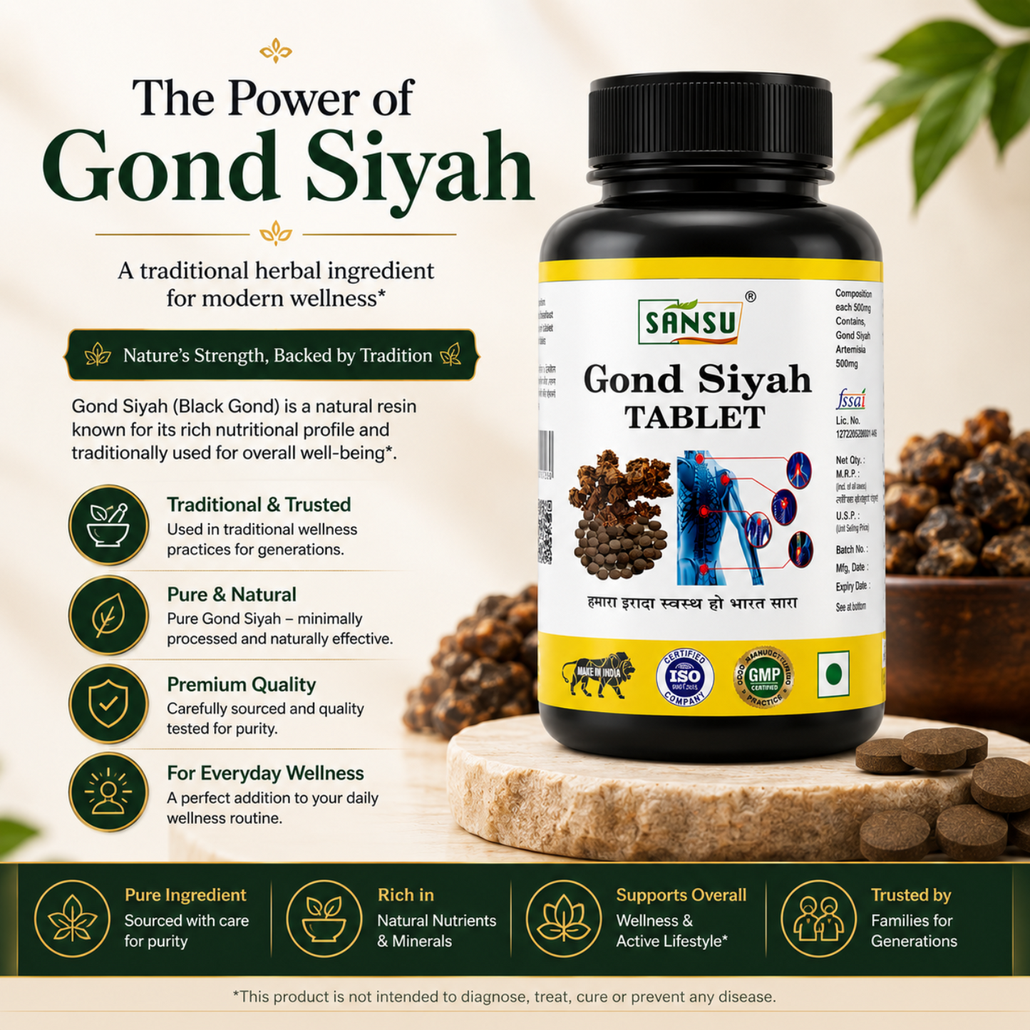 SANSU Gond siyah  Kala Gond 30 Tablet Pack of 2