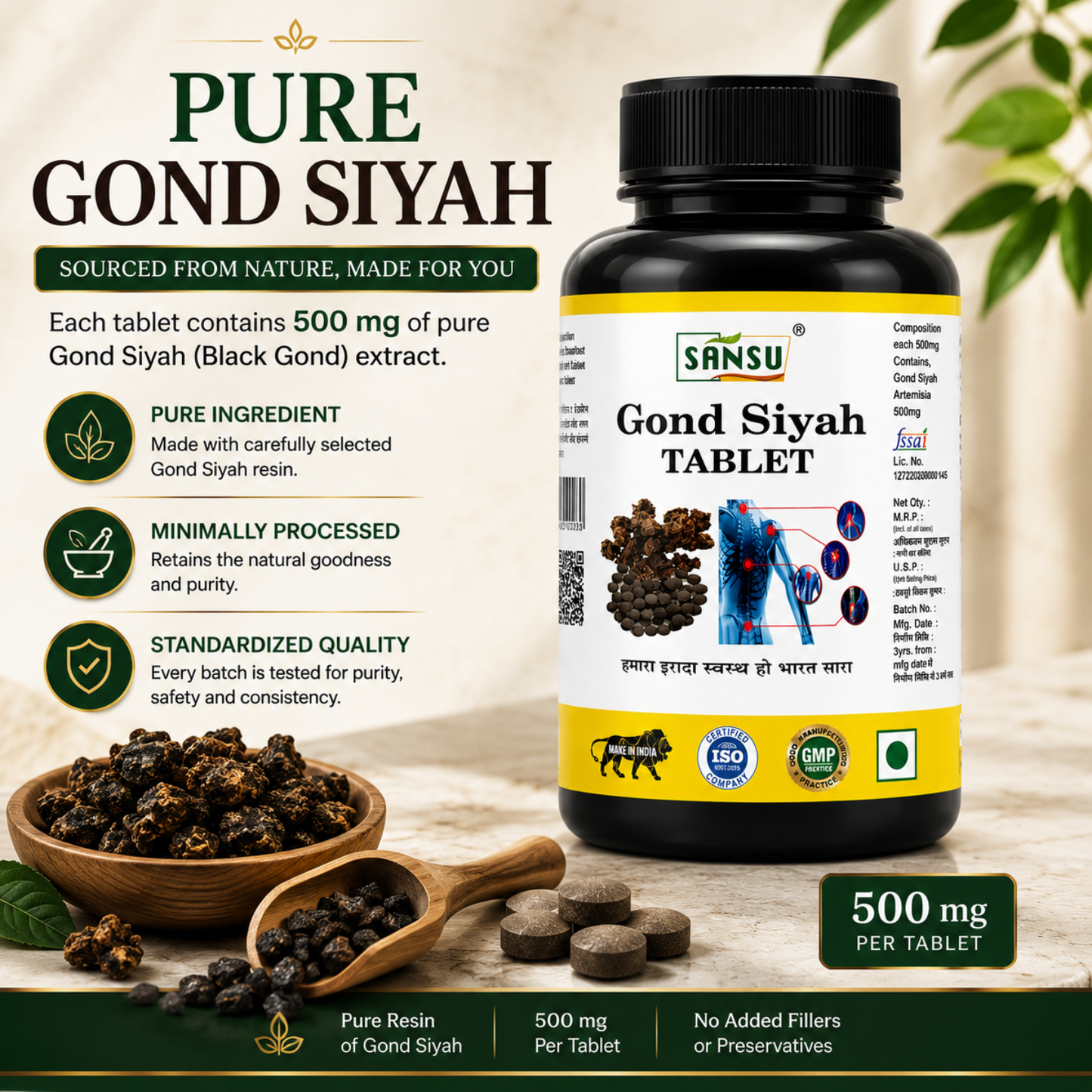 SANSU Gond siyah  Kala Gond 30 Tablet Pack of 2