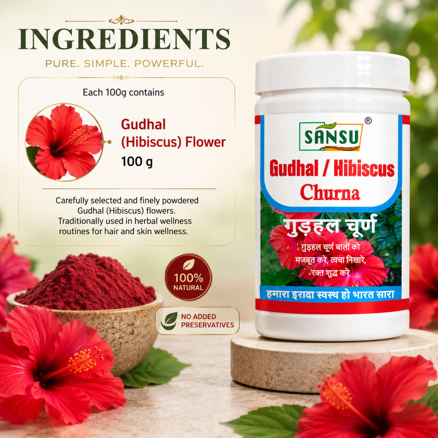 Sansu Gudhal / Hibiscus Powder100 gram (Pack Of 2)