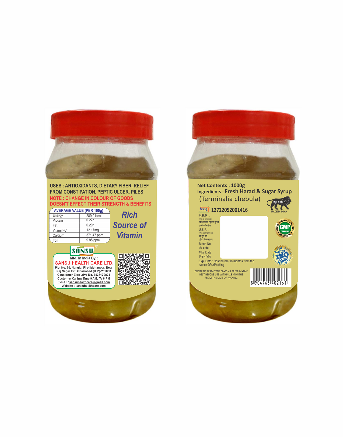 SANSU Homemade Organic Harad Murabba | Good for Health | 1kg