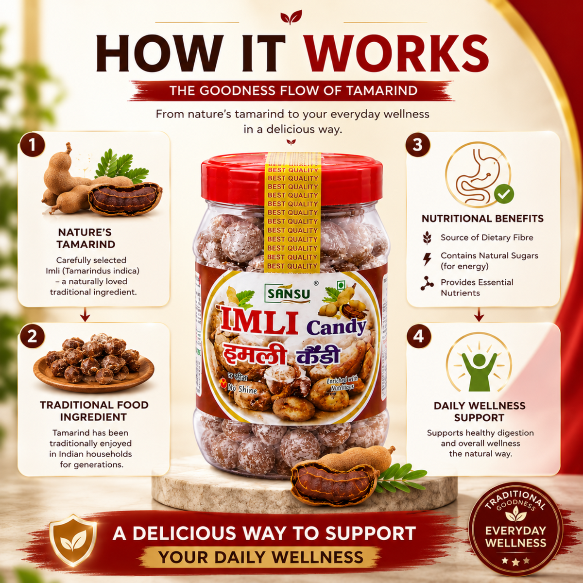 Sansu Imli Candy, Khatti, Mithi Imli, Tamarind Twist Candy, Tamarind Candy, 200 gm Pack of 2 (200 gm x2)