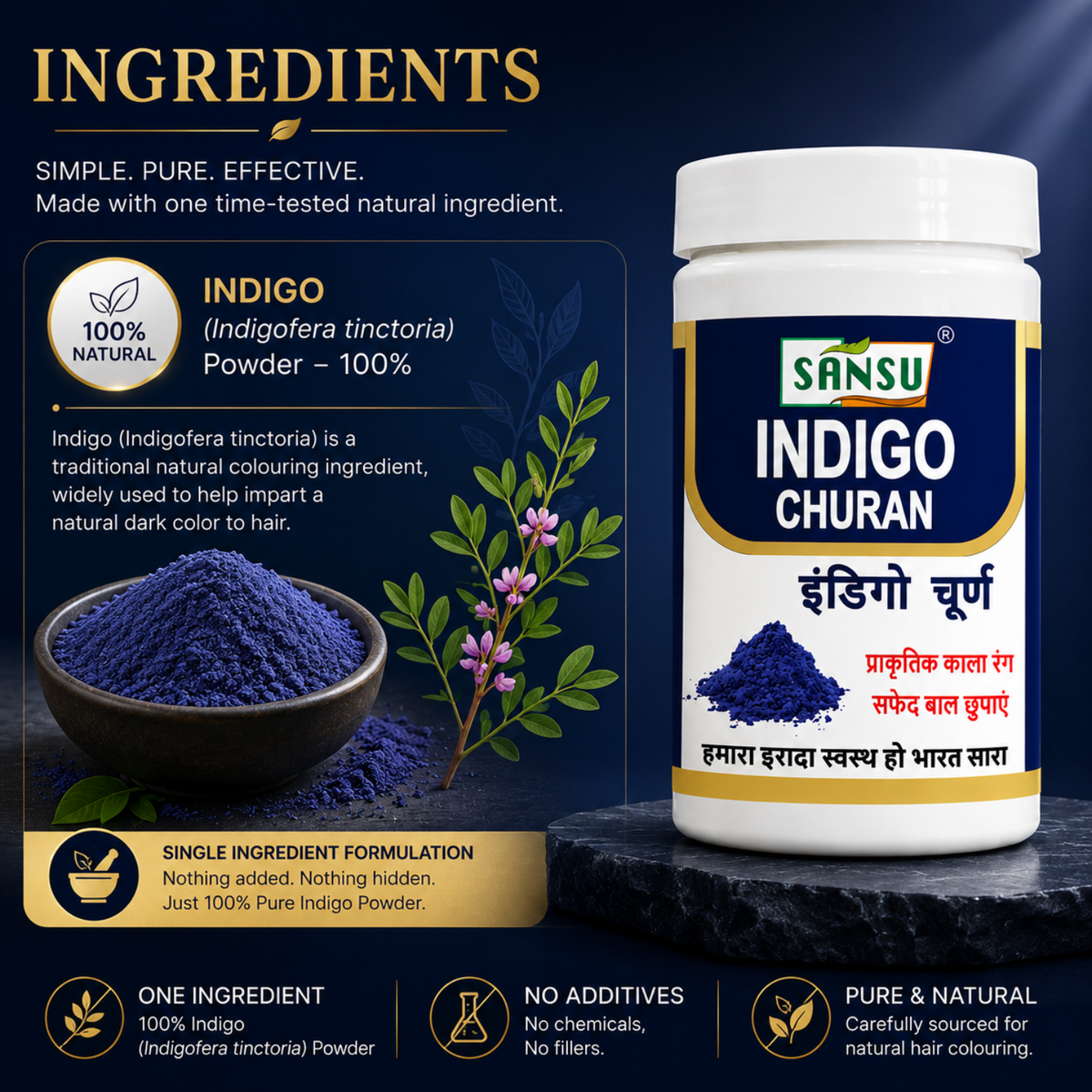 Sansu Indigo Powder 100 Gram (Pack Of 2)
