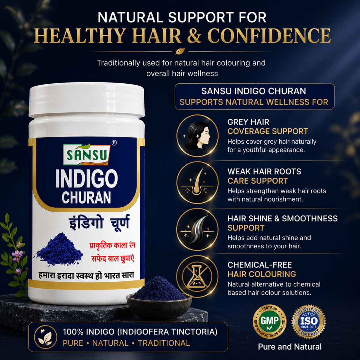 Sansu Indigo Powder 100 Gram (Pack Of 2)