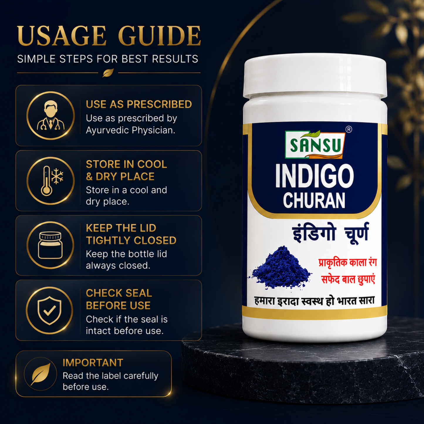 Sansu Indigo Powder 100 Gram (Pack Of 2)