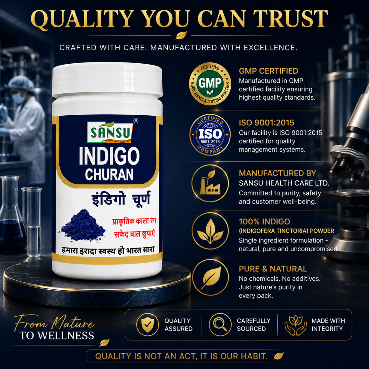 Sansu Indigo Powder 100 Gram (Pack Of 2)