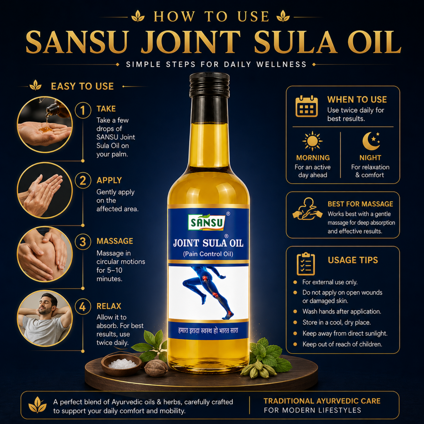 SANSU Joint Sula Oil for Ayurvedic pain relief Massage Oil (50ml) [Pack of 2]