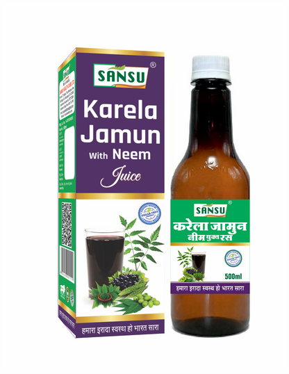 SANSU Karela Jamun Neem Juice | Diabetes Care | Controls Blood Sugar Naturally | 100% Pure Herbal Juice - 500 ML (500ml)