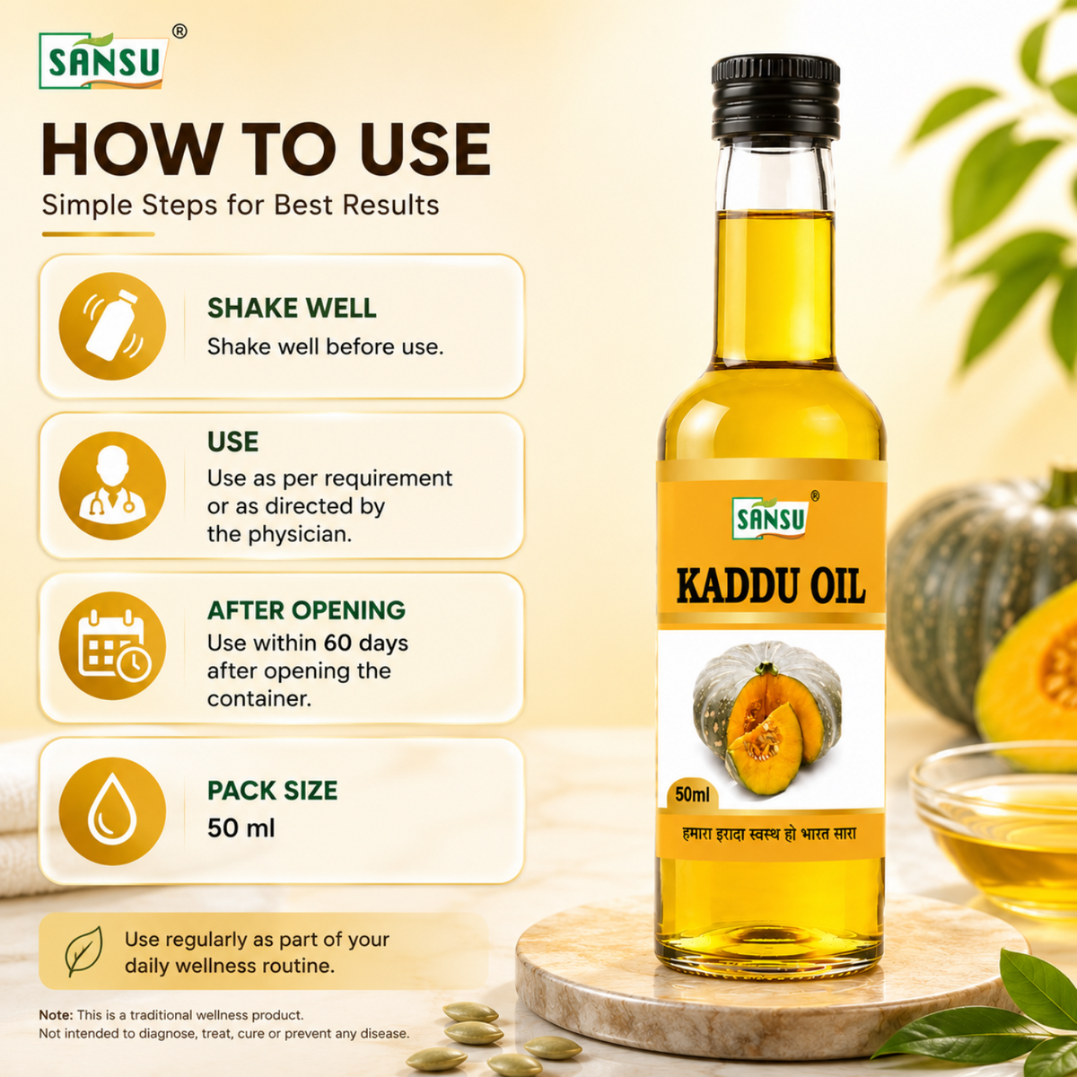 Sansu Kaddu Oil 50 ml (Pack of 2)