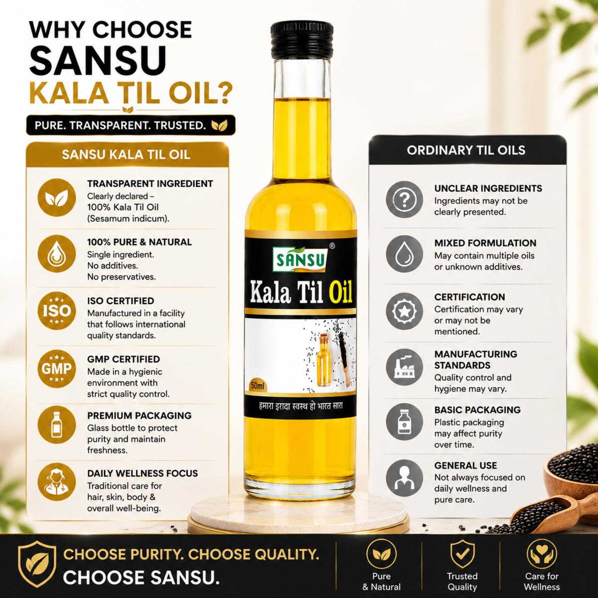 Sansu Kala Til Oil 50 ml (Pack Of 2)